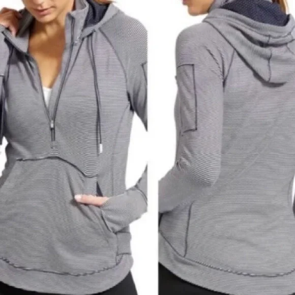 Athleta Women's heavenly hail navy Stripe Hoodie size XS - Picture 4 of 4